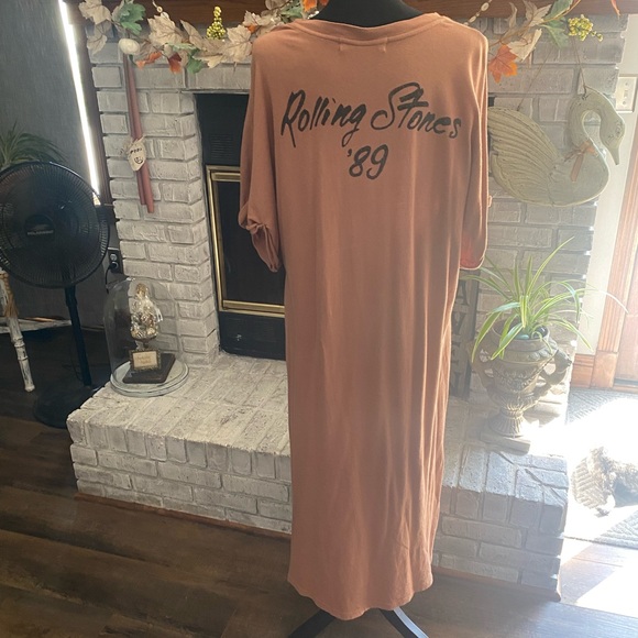 Rolling Stones Daydreamer for Free People Size L Maxi Tshirt Dress Slit up Side - Picture 2 of 3